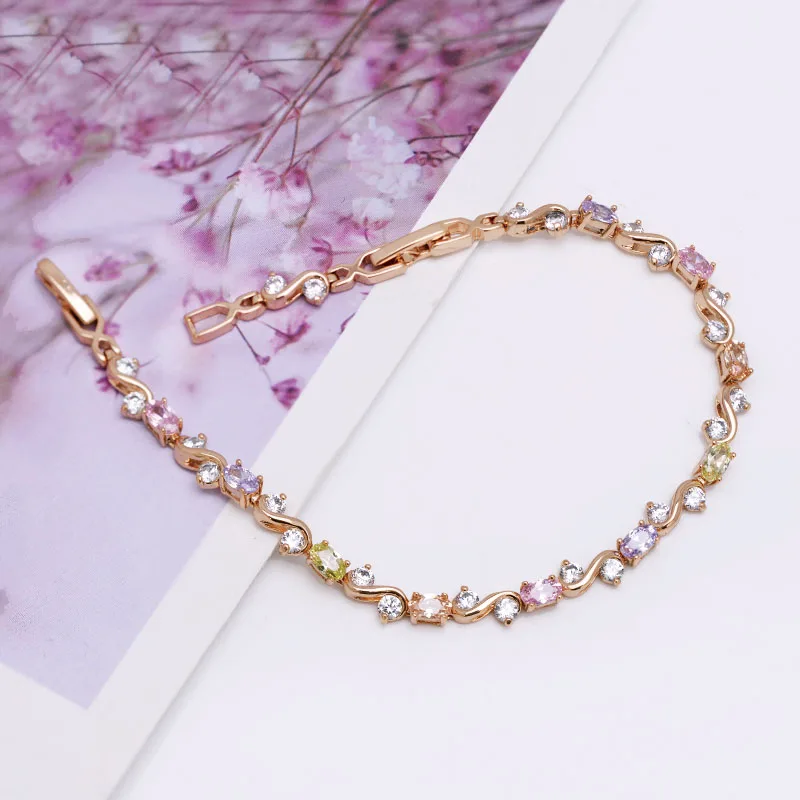 MxGxFam ( 20 см x 4 мм) золото 18 k многоцветные CZ браслеты для женщин AAA + циркон по оптовой