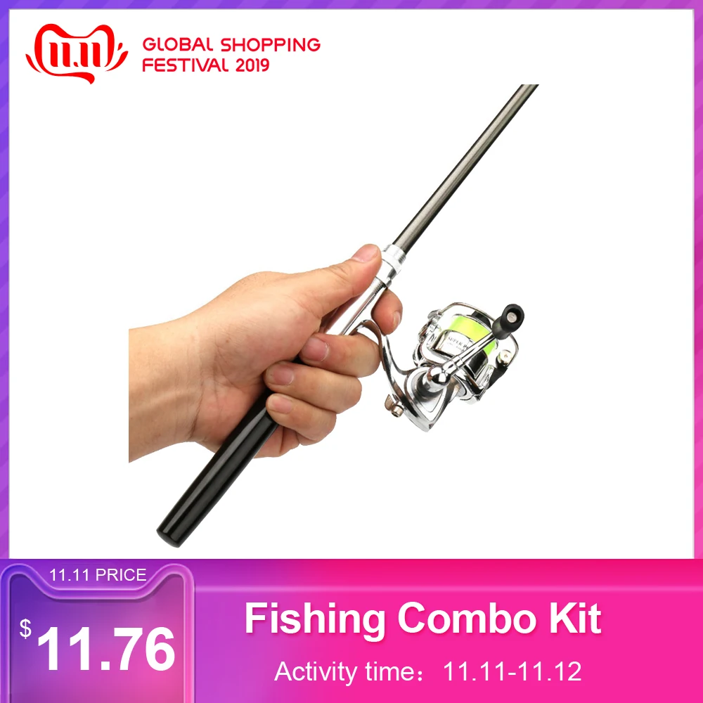 Телескопическая удочка 1 м/1 4 м карманная Складная Катушка комбинированная мини