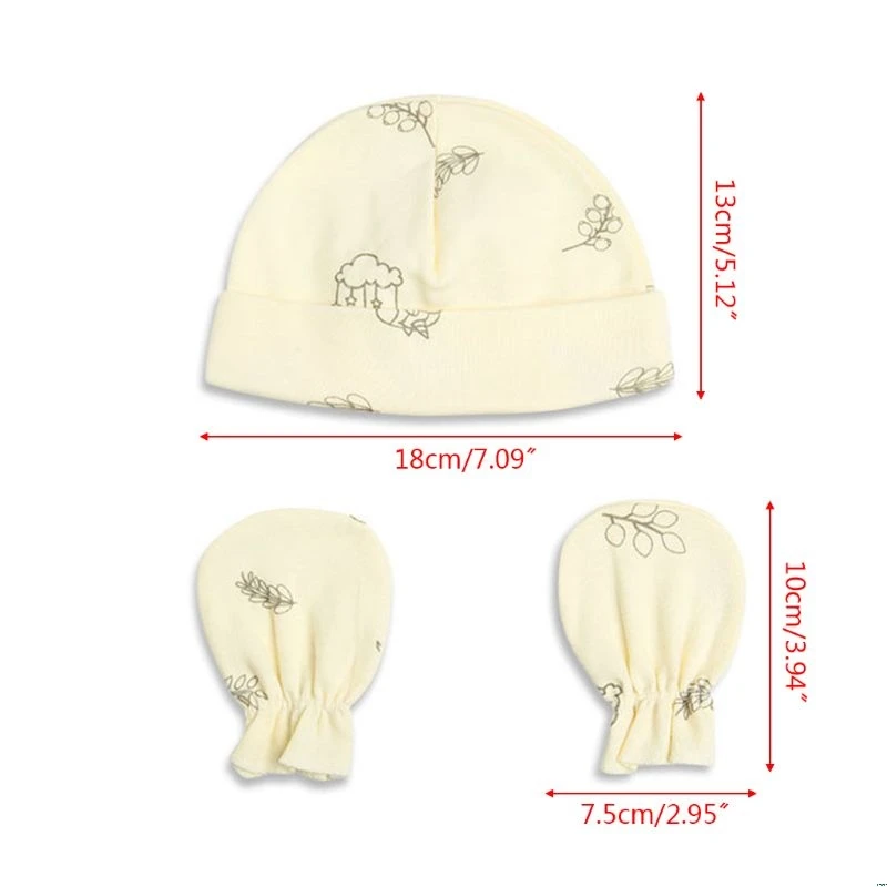 

1 Set Baby Boys Girls Hat Gloves Unisex Infants Soft Cotton Cap Anti-scratch Glove Newborn Photo Accessories