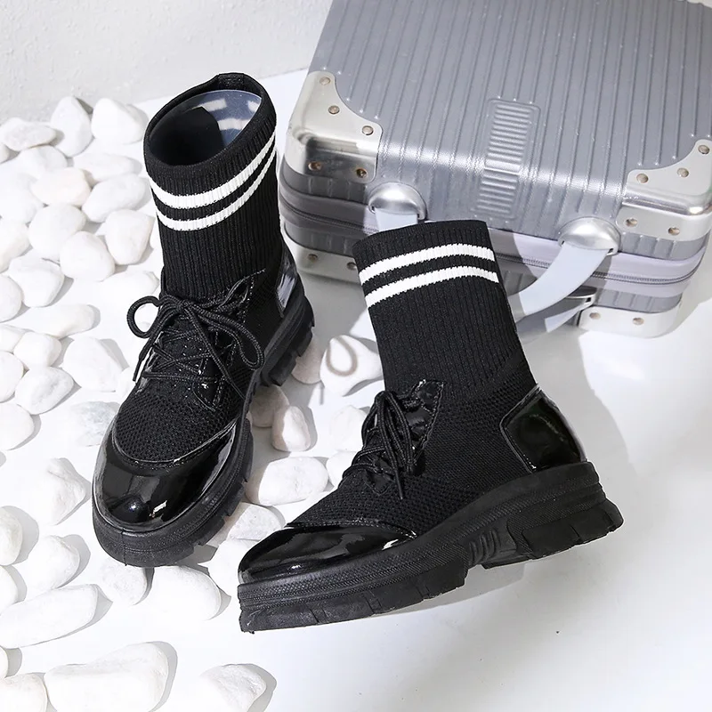 

Women's boots Elastic Socks Sneakers High Top Breathable Platform Winter Flying Ladies Socks Shoes Walking Women's boots S9-88