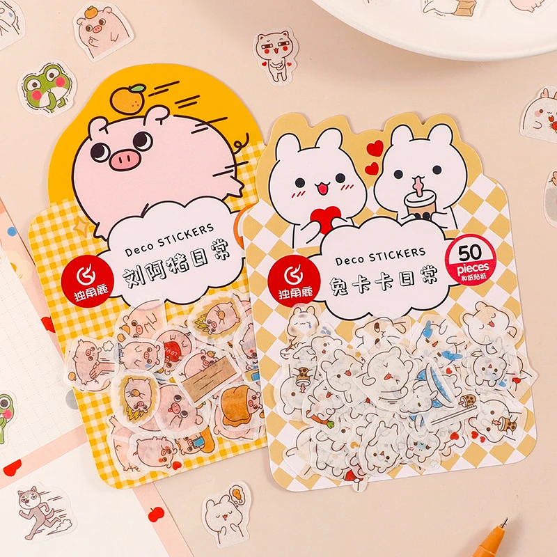 50 шт./лот мультяшная лягушка бумажная наклейка детский декоративный дневник