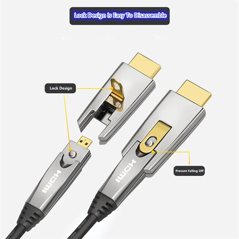 Волоконно оптический кабель HDMI Micro 2 0 4K 60 Гц 3D в 1 кабели из оптического волокна для