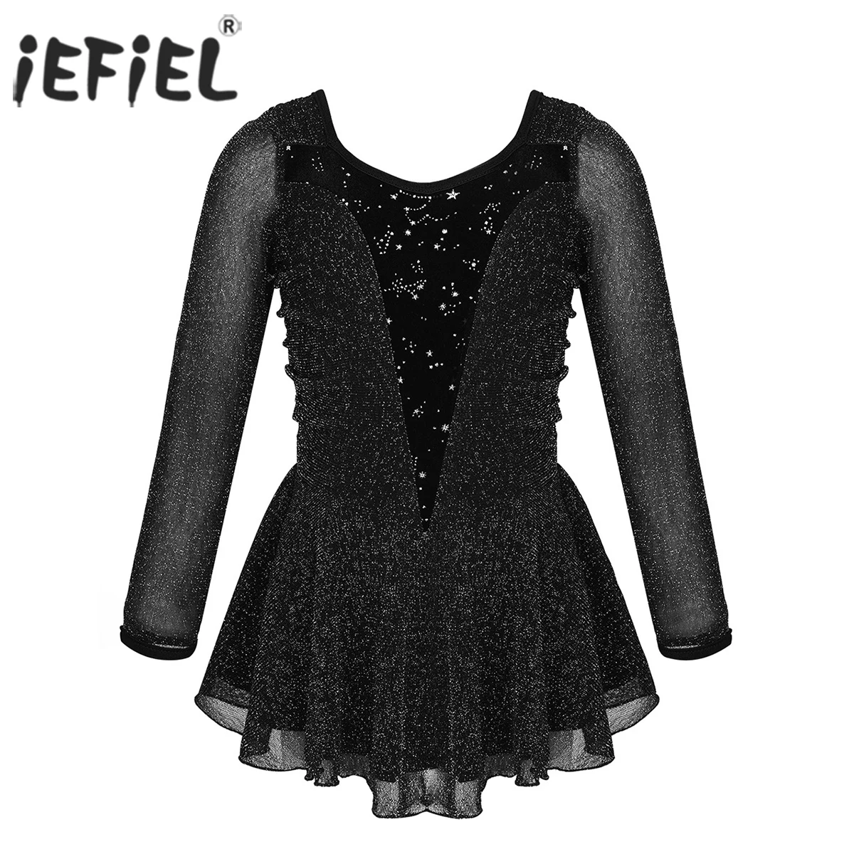 Блестящее эластичное бархатное платье для девочек катания на льду снежной