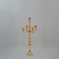 large metal candle holder gold props wedding venue layout crystal banquet center tabletop decoration