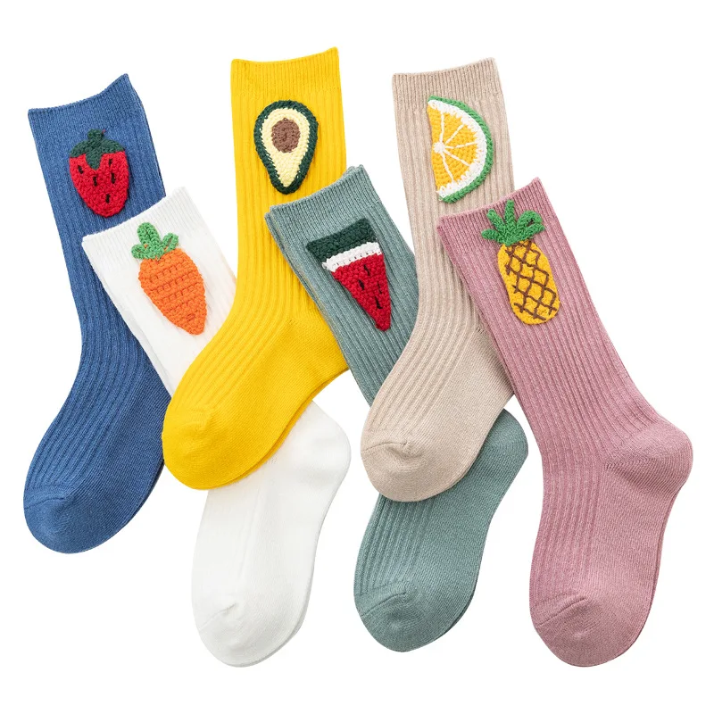 

2-9Y Cute Fruit Kids Socks Girls Knee High Socks Kids Tube Socks Avocado Lemon Watermelon Long Socks for Girls Boys