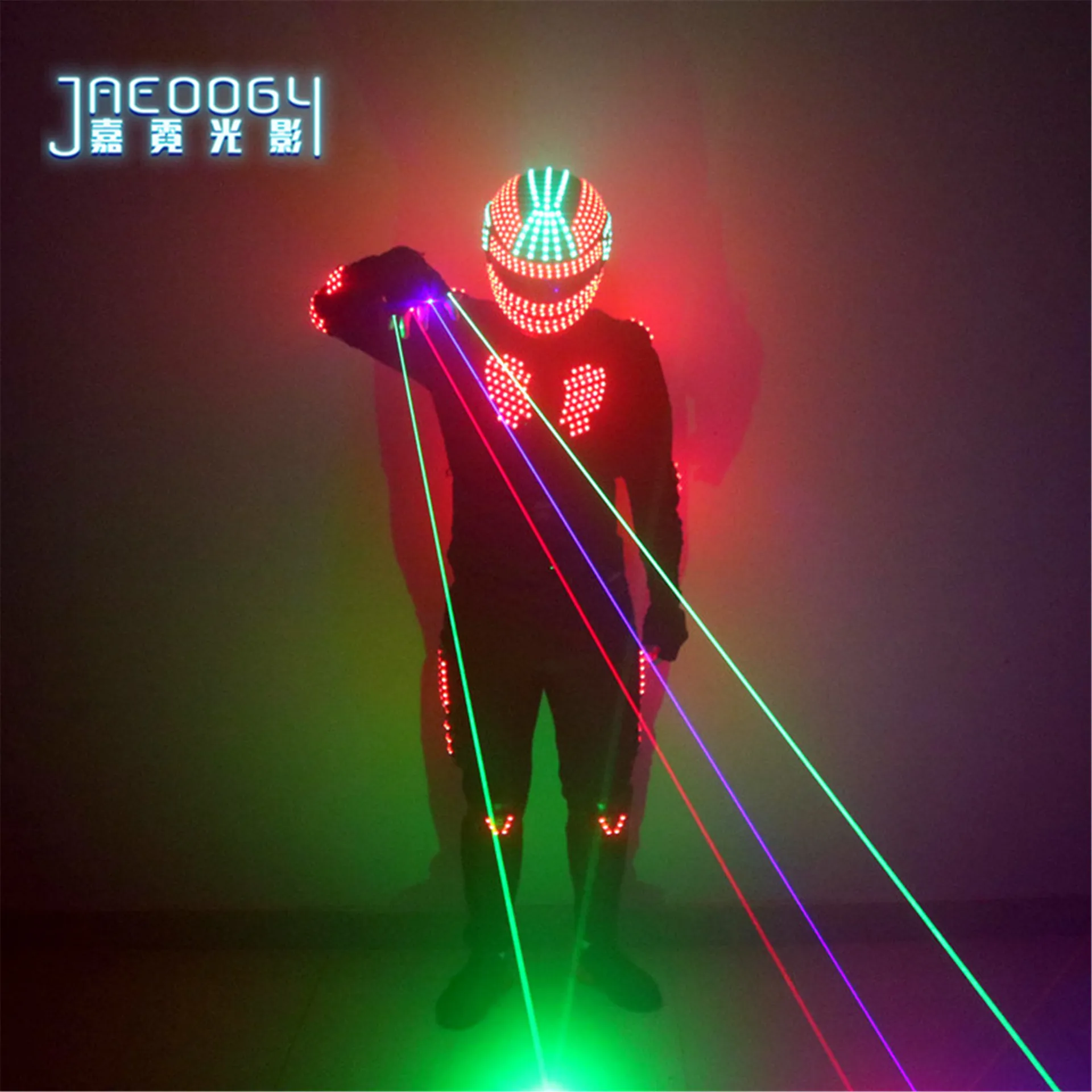 LED robot costume stage RGB glowing jacket dancer wearing cosplay laser gloves nightclub party man lighting up | Дом и сад