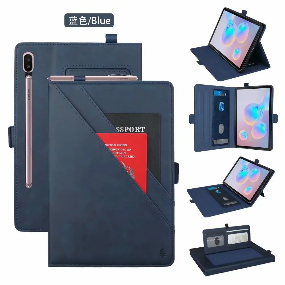 darkblue Смарт премиум-класса из искусственной кожи с подставкой для Samsung Galaxy Tab S6 10,5 SM-T860 SM-T865 планшеты слот для магнитных карт чехол Funda - Цвет: darkblue