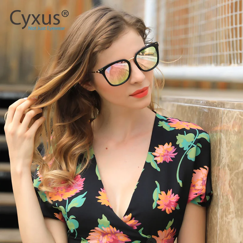 Cyxus Classic UV 400 поляризованные солнцезащитные очки зеркальные негабаритные солнцезащитные очки с защитой UVA UVB для женщин-1913