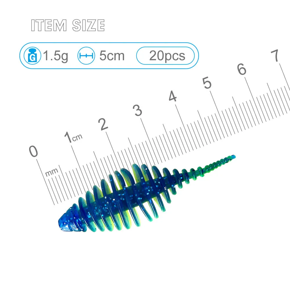 worm bait soft bait 1.5g 5cm 20pcs/jar Casting fishing lures Pesca carp fishing bass artificial Lure