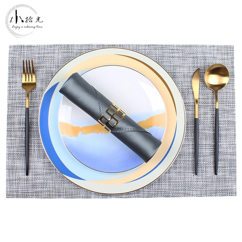 

Food Luxury Plate Set European Blue Fork Gold Japanese Plate Breakfast Set Sushi Small Assiettes Serving Dishes Sets SS50PS