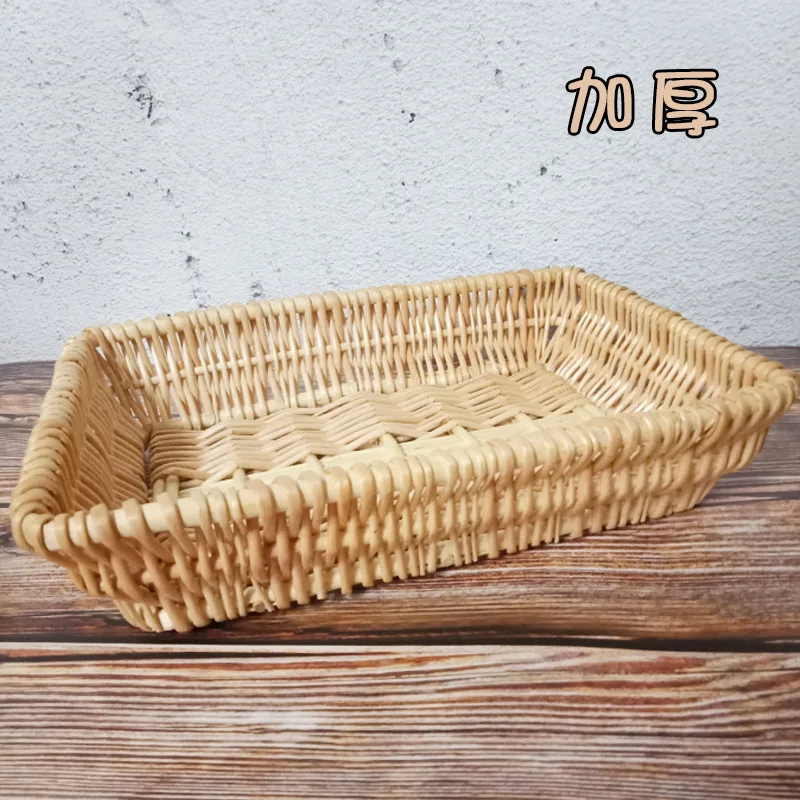 Корзина для хлеба ручной работы, корзина для фруктов, окна для гостиной, поднос для сухофруктов из ротанга, европейские прямоугольные тканые украшения для корзины