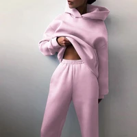 new2022 2021 winter womens movement in europe and america fashion hooded fleece suit of tall waist thin leisure two piece women