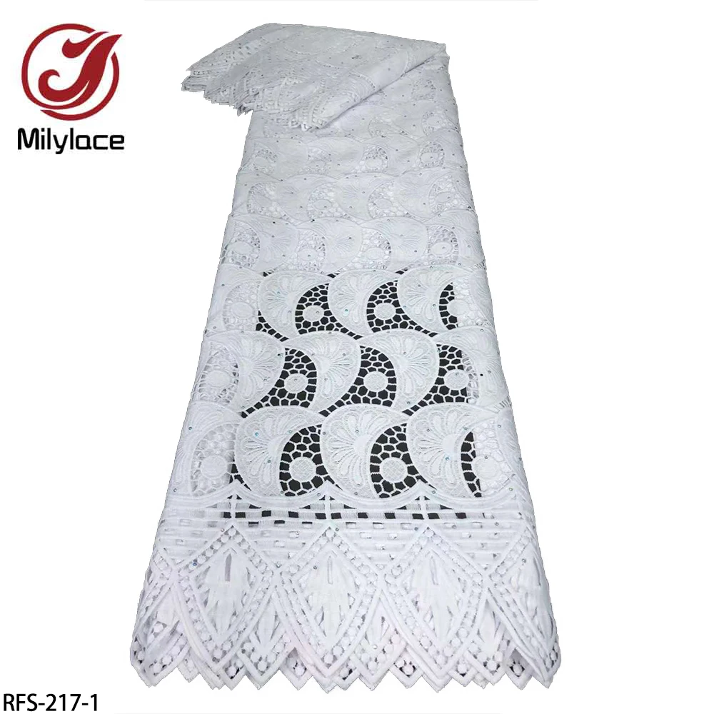 

High Quality Swiss Voile Lace Embroidered Dry Lace 100% Cotton Lace Fabrics for Party Dress 5 Yards RFS-217