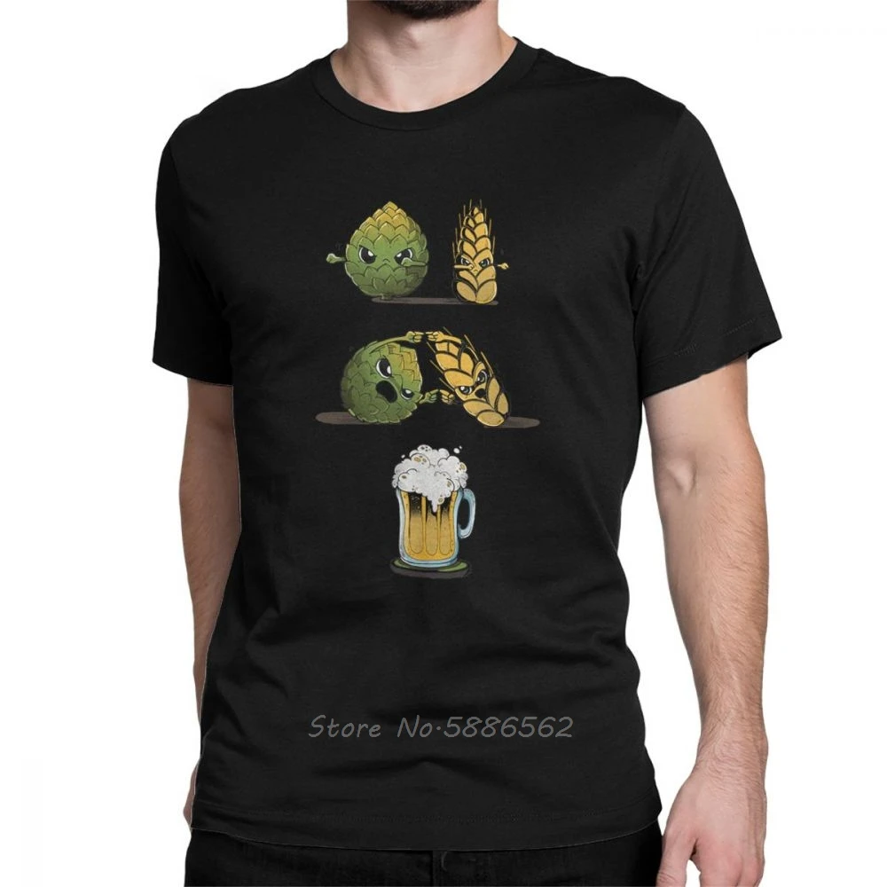 

Beer Fusion Men T Shirt Bar Alcohol Ale Drink Funny Tees Short Sleeve Crew Neck T-Shirts Summer Cotton Gift Tshirt