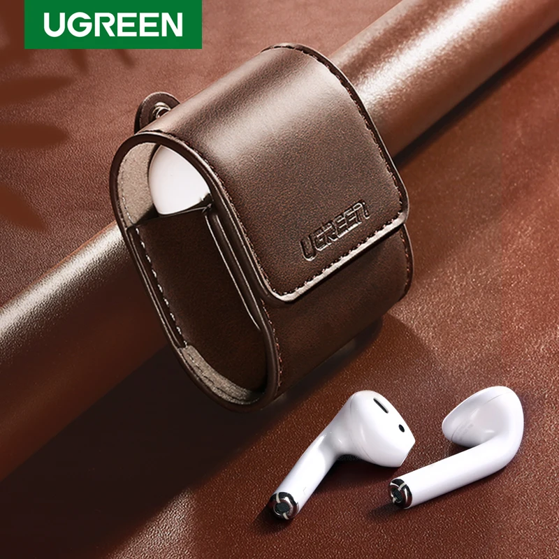 Чехол Ugreen для AirPods 2 1 кожаный чехол телефона с ремешком от потери защитный