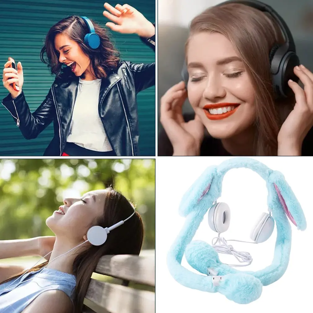 Игровая гарнитура с кроличьими ушами стерео бас шум 3 5 мм проводные наушники