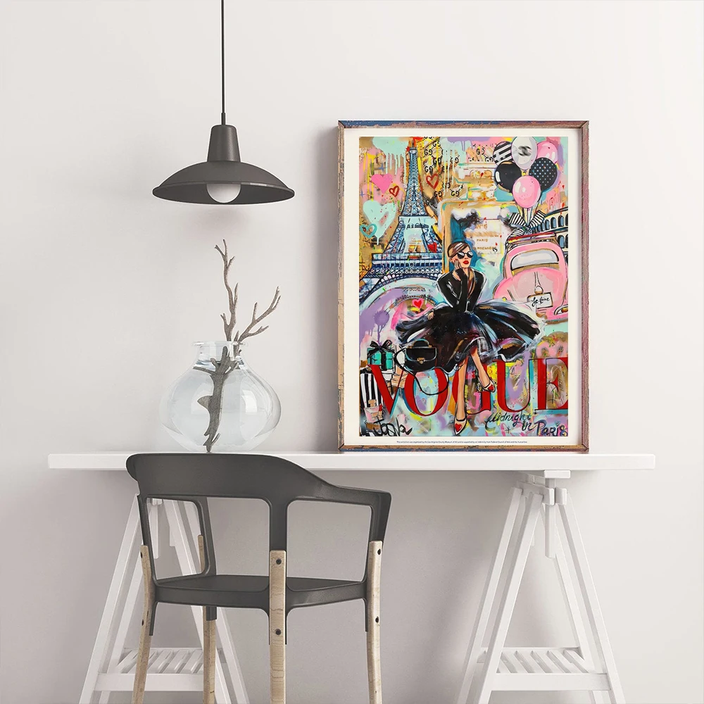 

RetroModern Fashion Girl Pop Street Art Poster, Graffiti Canvas Painting Retro Wall Pictures For Living Room Home Decor