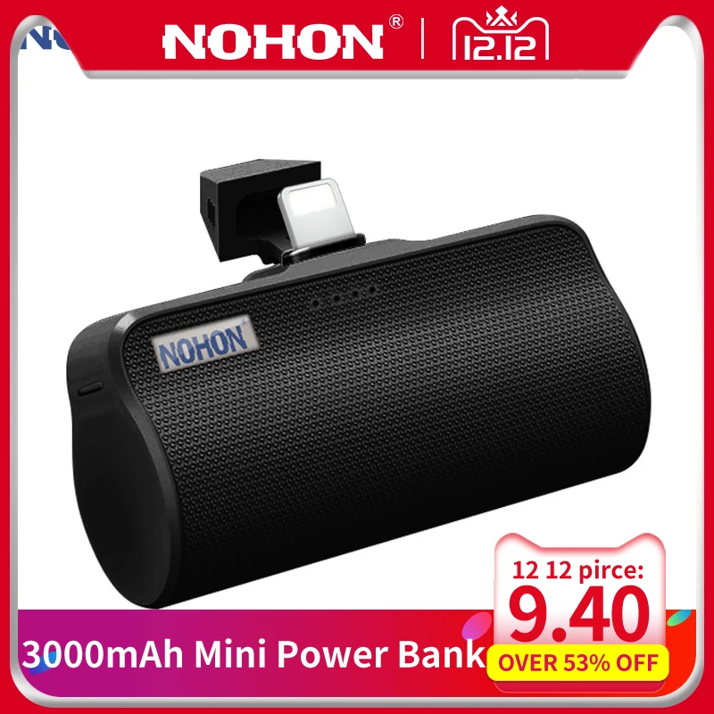 NOHON 3000 мАч Мини банк питания для Apple Micro type C Интерфейс для iPhone samsung Xiaomi Портативный внешний аккумулятор зарядное устройство для телефона