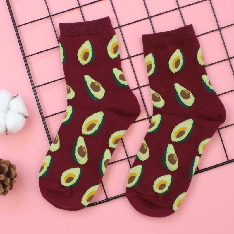 

3 Pairs Cartoon Fruits Print Women Socks Cute Food Patterned Fancy Socks Art Harajuku Style Hipster Color Cotton Ankle Socks
