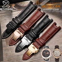 genuine leather watchband for gc 2213mm 2011mm notched strap withstainless steel butterfly buckle men and women watch belt