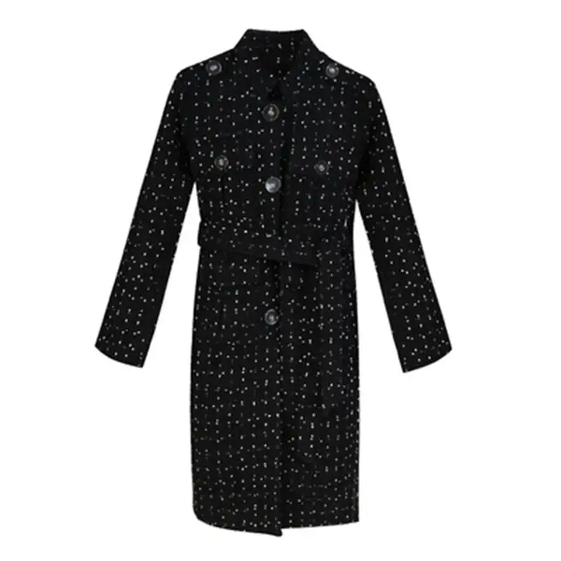 Модное шерстяное пальто для женщин женские Повседневное длинные твидовое новая