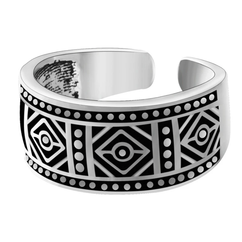 

most sold vintage rhomboid geometric adjustable rings thumb wide large big open ring unix Tibetan sliver jewelry KJZ0046