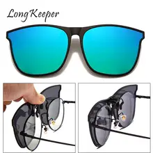 Polarized Clip On Sunglasses Men Photochromic Car Driver Goggles Night Vision Glasses Anti Glare Vintage Square Glasses Oculos