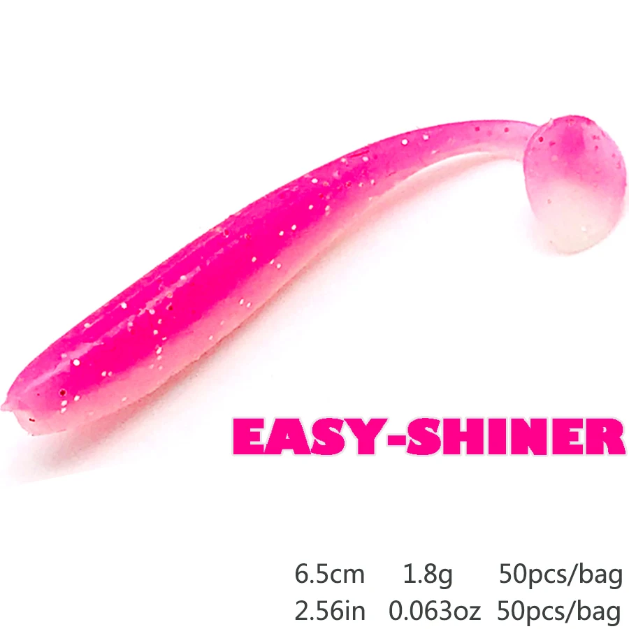 

Carp/Artificial/Silicone/Soft Bait Wobbler For Trolling Bass-Lures Jigging Tail Shad Easy Shiner 65mm 1.8g Fishing Lure 50pcs