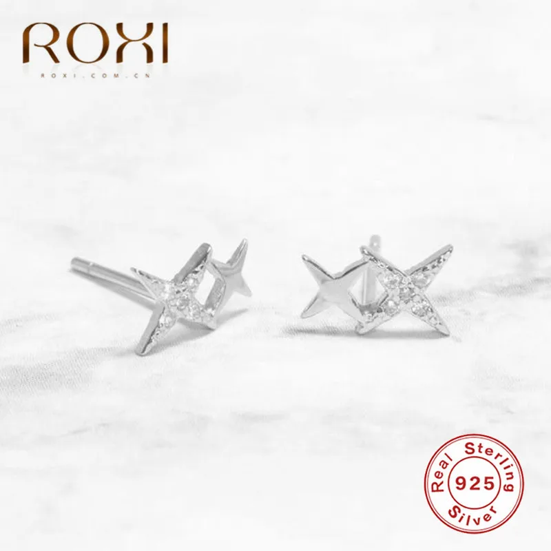 Серьги-гвоздики женские из серебра 925 пробы со звездами | Украшения и аксессуары