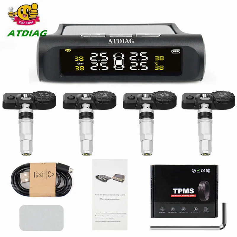 Система контроля давления в шинах TPMS работающая от солнечной энергии с 4