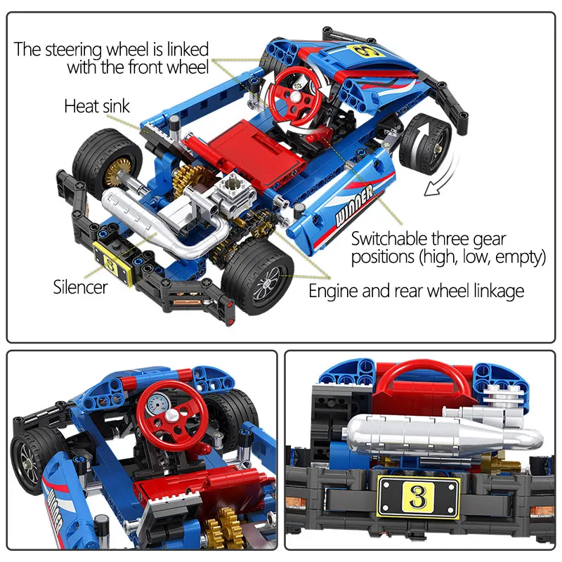 

371pcs City Kart Car Model Sets Building Blocks High-tech Racing Car DIY Bricks Educational Toys for Children Gift