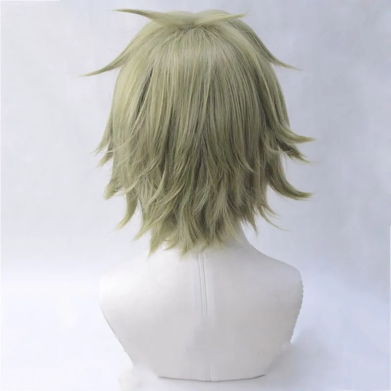 Парик для косплея из синтетических волос с короткими зелеными волосами и