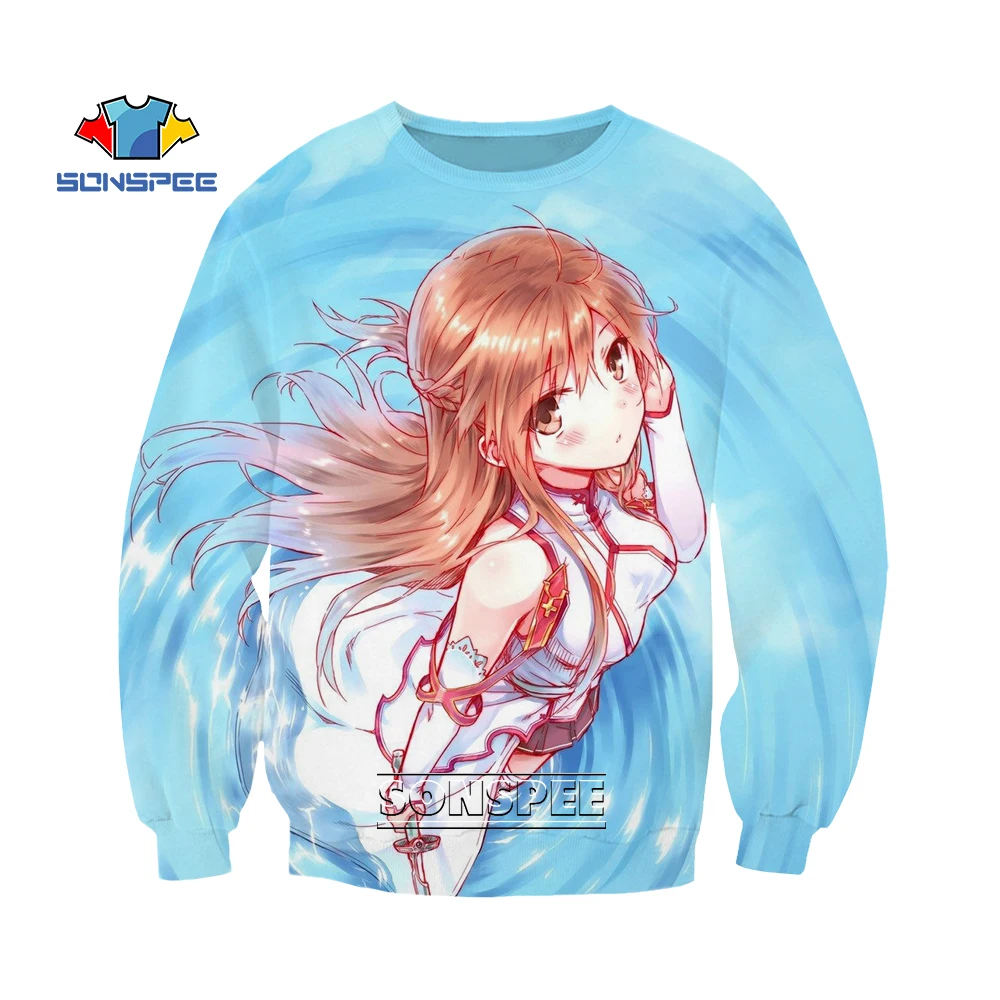 

SONSPEE Autumn 3D Print Sword Art Online Anime Sweatshirt Men Women Sexy Loli Harajuku Hiphop Clothing Long-sleeved Shirt Spring