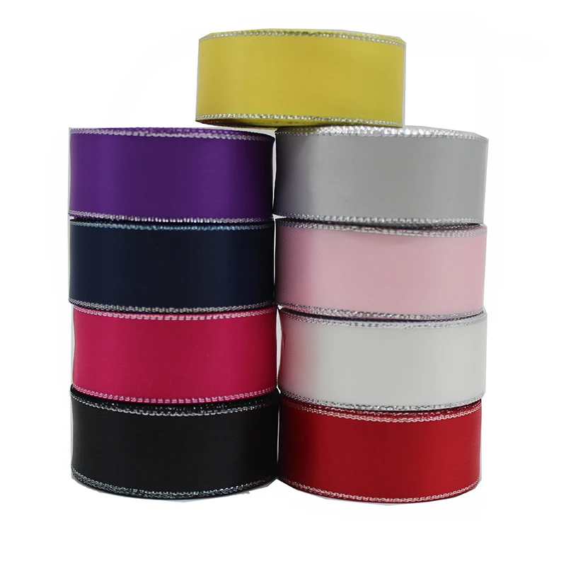 

Атласная лента с серебряным краем, 10 ярдов/партия, для упаковки свадебных подарков, Рождества, 3/8 дюйма, 7/8 дюйма, 1-1/2 дюйма, 10 22, 38 мм