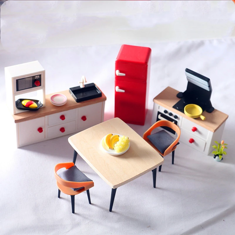 

Новый кукольный дом Мини кухня Кулинария сцена набор Ins деревянная мебель Миниатюрная модель