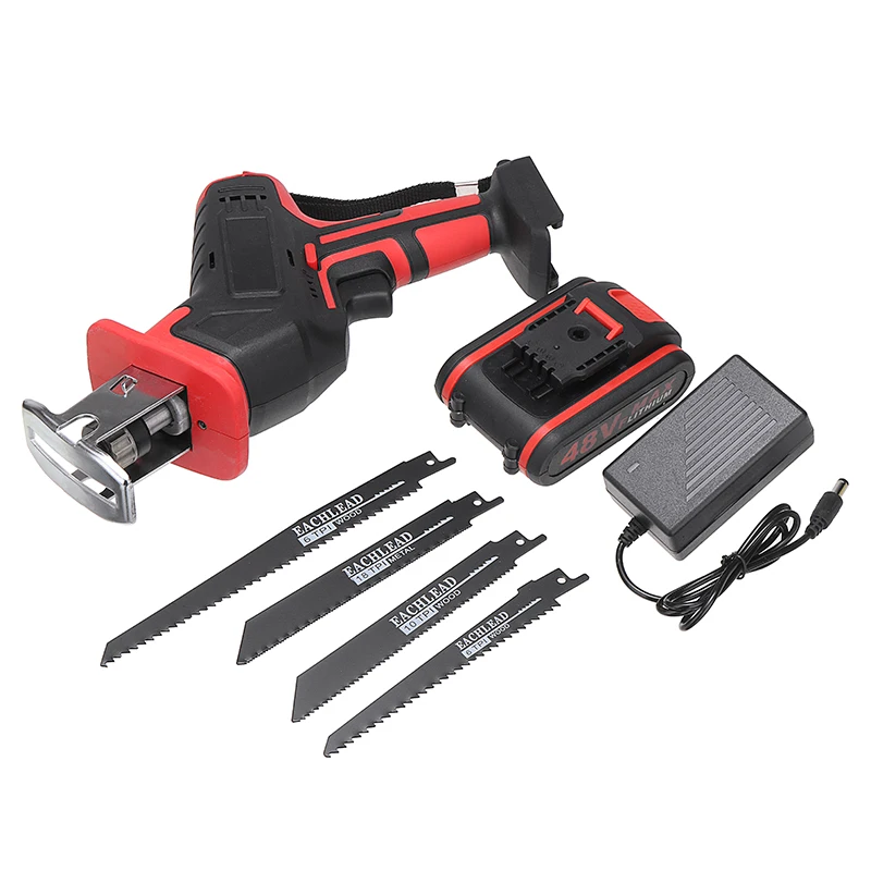 48V Electric Wood Metal Reciprocating Saws Cordless Logging Chainsaw With 4 Saw Blades 1 Battery Power Cutting Tool