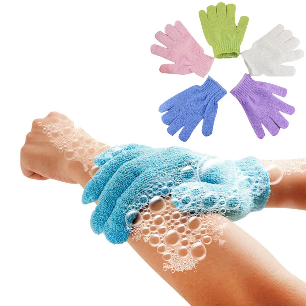 

1Pcs Shower Gloves Massage Cleaning Brush Scrubber Polyester Exfoliating Wash Skin Spa Bath Gloves Foam Skid Random Color