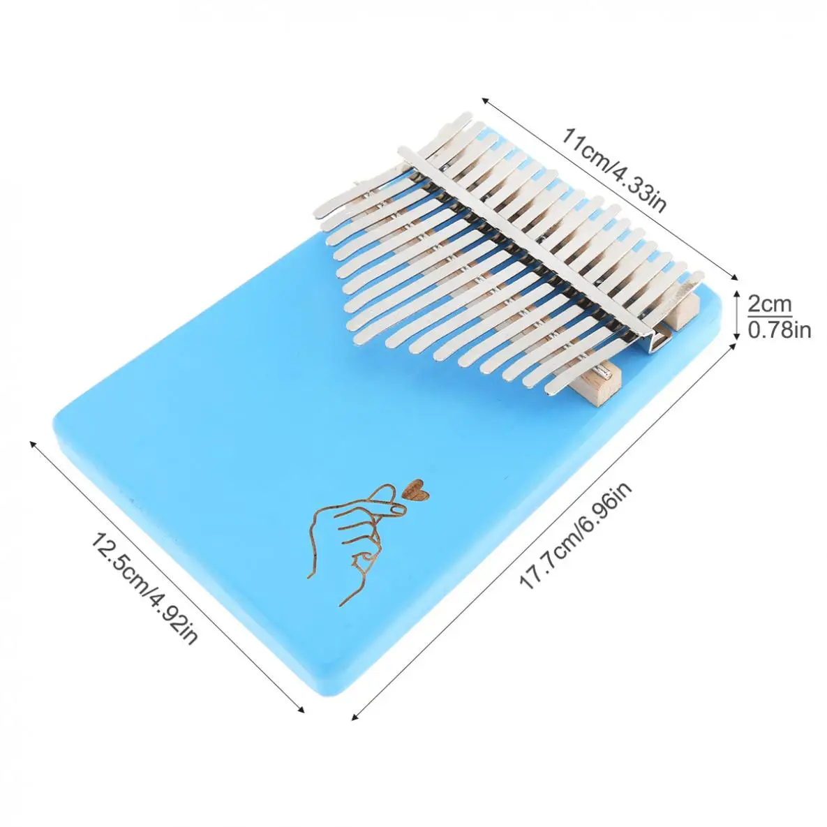 17 клавиш портативный большой палец пианино калимба синий Сердце шаблон сплошной