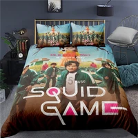 squid game round six duvet cover pillowcase bedding set single twin full size for kids adults bedroom decor