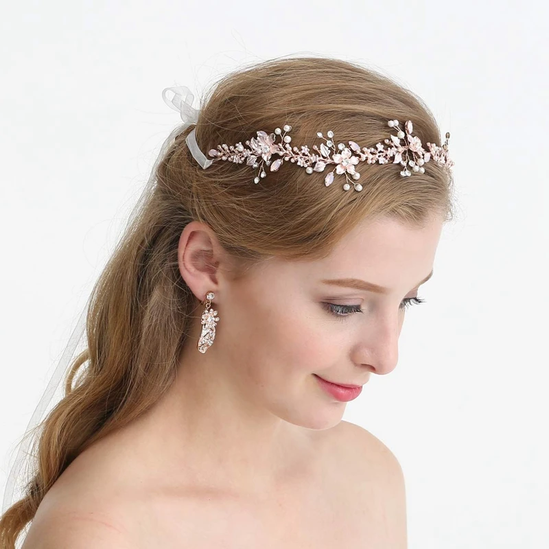 Обручальное кольцо из розового золота Оголовье Тиара цветок листья дизайн лоза с