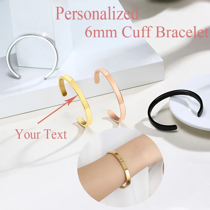 

Women Men Stainless Steel Wristband Customized Mantra Bracelets Cuff Bangle Engraved Inspirational Name Love For Gift Jewelry