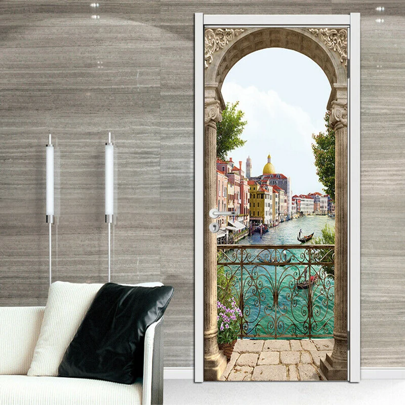 3D наклейки на дверь ПВХ клейкие обои печать высокого качества холсте/пейзажи