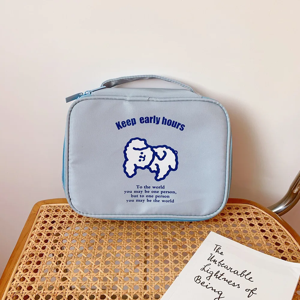 

Women Korea cartoon canvas printing cosmetic bag ins portable handbag daily necessities large capacity storage bag