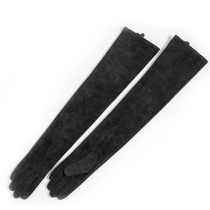 Длинные замшевые кожаные вечерние длинные перчатки различные цвета 30 80 см|long