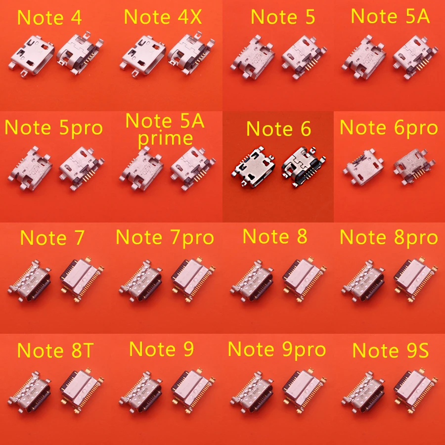10 шт. для Xiaomi Redmi Note 4 4X 5 5A Prime 6 7 8 8T 9 9S Pro Тип C USB разъем мини коннектор зарядная