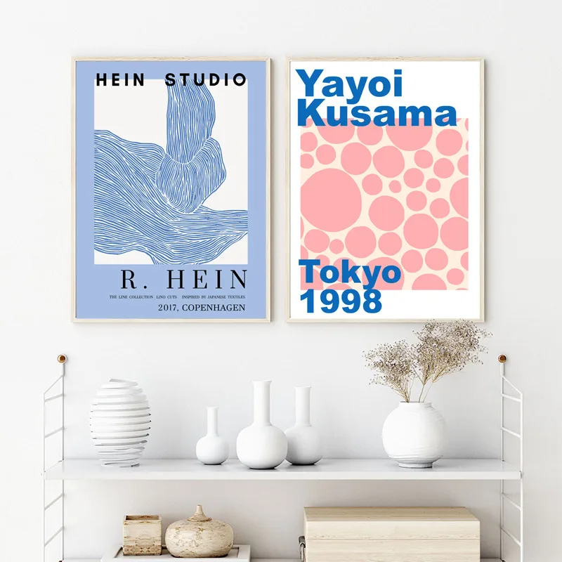 Yayoi Kusama Художественная печать на холсте Датский дизайн синяя картина стену
