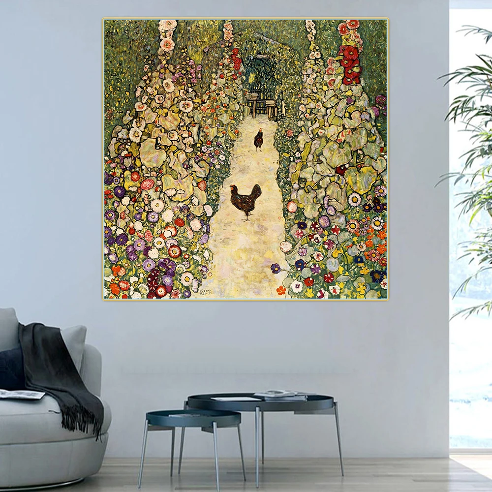 Цитон Густав Климт Садовая дорожка с курицами холст масляная живопись известный
