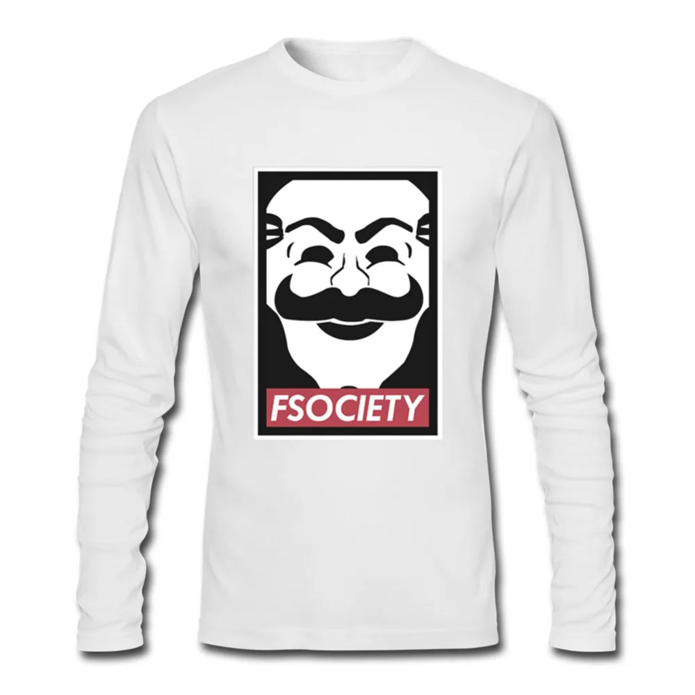 Mr Робот Fsociety футболка с анонимой маской мужские Забавные футболки длинным