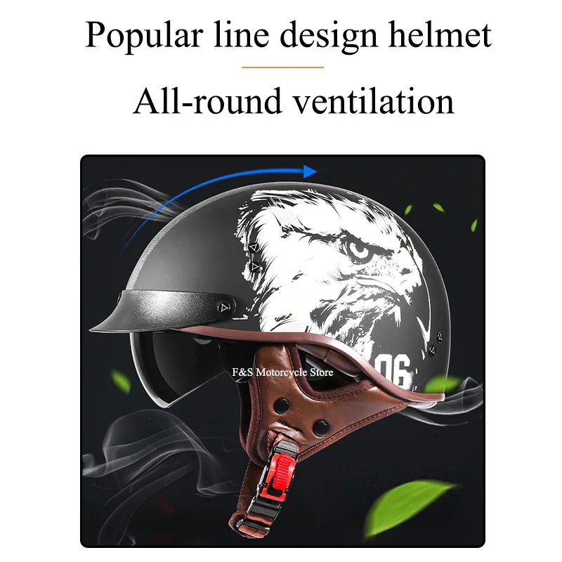 

Retro Motorcycle Helmet Moto Helmet Scooter Vintage Half Face Biker Motorbike Crash Moto Helmet Casco Moto for Harley XL883 1200