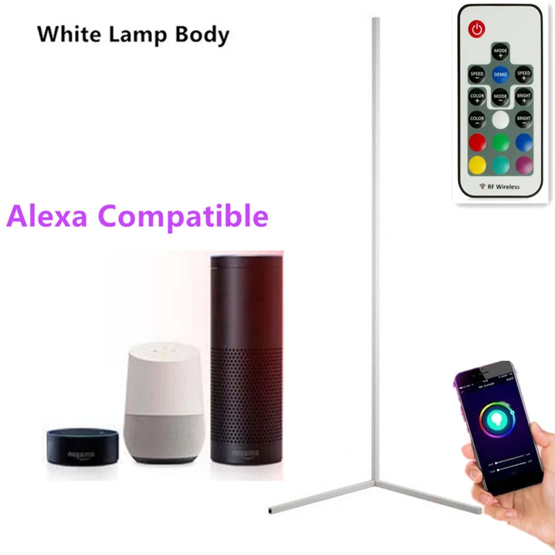

Modern Nordic Alexa RGB App Remote Standing Lamp Black White Industrial Light Floor Lamp Living Room Bedroom Lobby Decoration